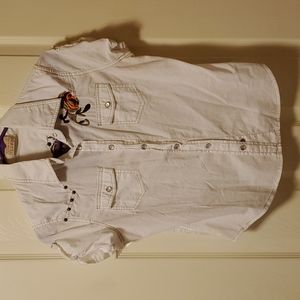 Moon South Western Embroidered Snap Front Blouse